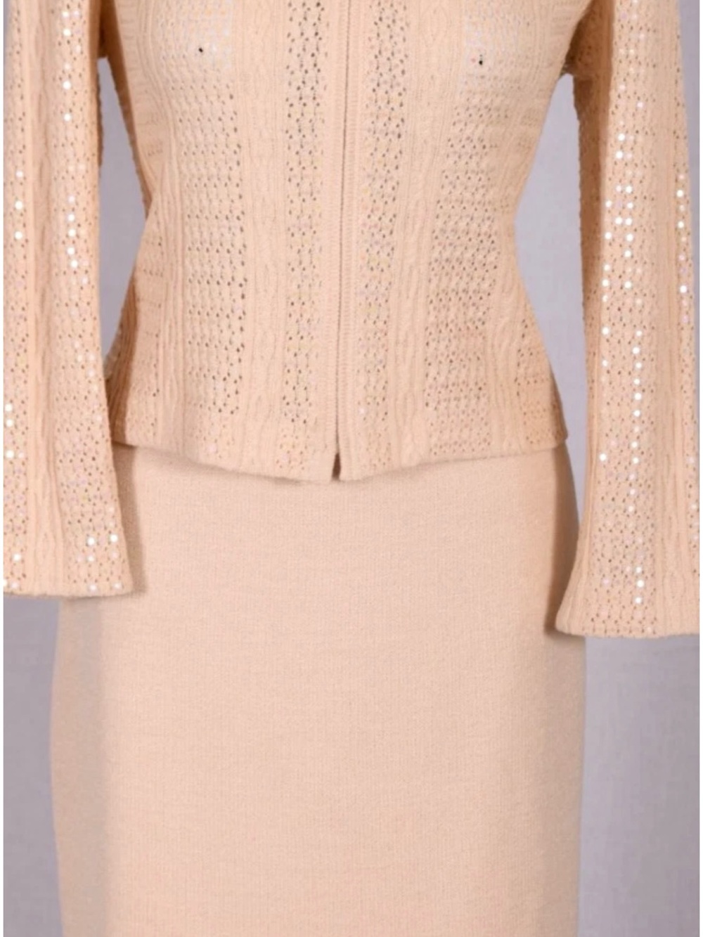 St. John Collection Beige Knit Pencil Skirt suits